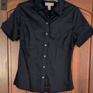 Banana Republic Navy Short-Sleeve Button-Down Shirt
